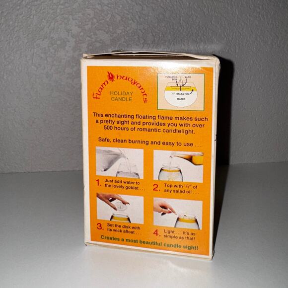 Vintage Flam Buoyants Holiday Floating Candle – 1976 Oil & Water Glass Décor NOS - Picture 8 of 9